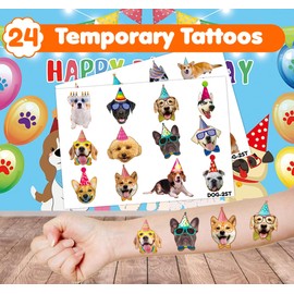 36PCS Dog Party Favors 24 Tattoos Sticker 12 Stamp Set - Ideal Puppy Pet Lover Themed Birthday Card Decorations Supplies Goodie Bag Cute Rewards for Boys Girls Classroom Gifts Baby Shower Prizes