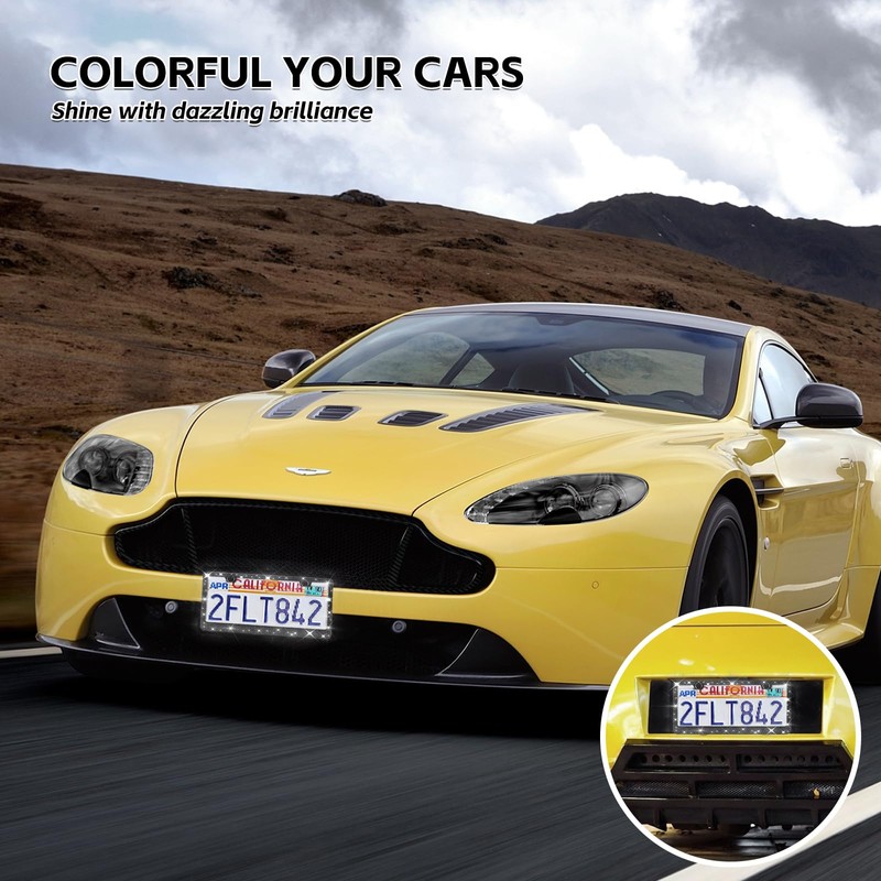 [2 Pack] Luxury Bling License Plate Frames - Hand-Set 1200+