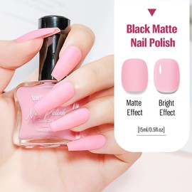 vieafenti Matte Pink Nail Polish Quick Dry 15 ml, True Opaque Finish, Air Dry DIY Nail Art, Salon-Quality Manicure at Home