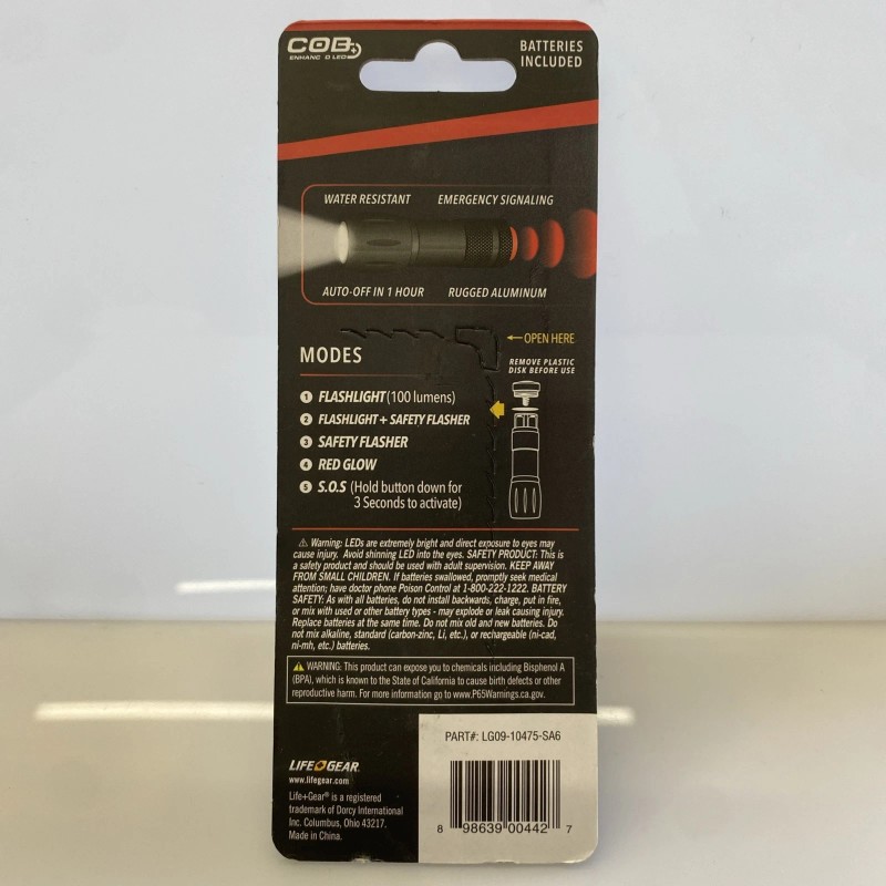 LifeGear Life Gear COB 100 Lumen LED Aluminum Flashlight w/Emergency