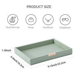 CASEGRACE PU Leather Valet Tray Organizer Jewelry Decorative Dish for Wallet, Key,Watch, Coin Change, Phone Perfume Cosmetic Dressing Table Living Room Entryway Table Catchall Tray (Green)