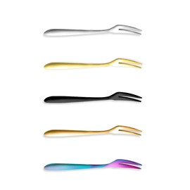 NILLOS Mini Fruit Forks, 5 PCS Stainless Steel Fruit Fork for Desserts, Cakes and Appetizers (5.11x0.39 in)