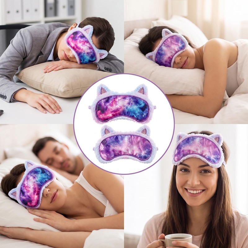 2 Pcs Sleep Mask, Cute Starry Sky Eye Mask, Adjustable