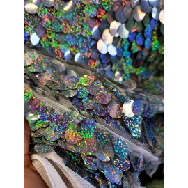 Divastyletextiles Paillette Sequins - Round Sequin Mermaid Medium Silver Sequins Fabric By Yard