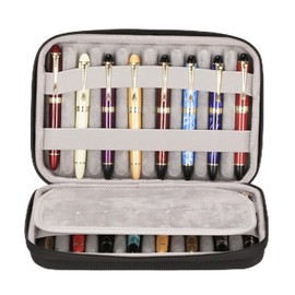 MIVLXLX 16 Slots pen case/boxes，Nylon cloth Pencil Tray Case Organizer, Fashion Design,Handmade Display Zippered Pouch for Rollerball Pen-Retro