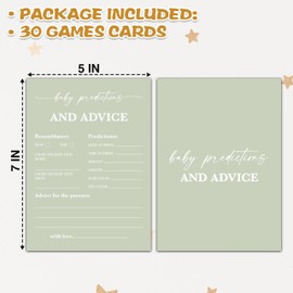 Green Baby Shower Game, Baby Predictions and Advice Baby Shower Game Cards, Gender Reveal Party Game, Baby Shower Party Activities & Decorations -25 Game Cards(C04)