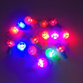 JZK 20 x Emoticon Emoji LED Glow Pipe Key Ring Whistle Key Ring Colourful Luminous Toy for Children Glow in the Dark Funny Small Party Gifts for Children's Birthday Parties