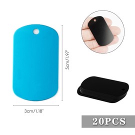 LVYKING 20 Pcs Aluminum Alloy Engraving Stamping Blanks, Metal Engraving Blank Dog Tags Set, Blank Tags for Jewelry Tags, Pet Id Tags, Keychain, DIY Art Craft Projects (Multicolor)