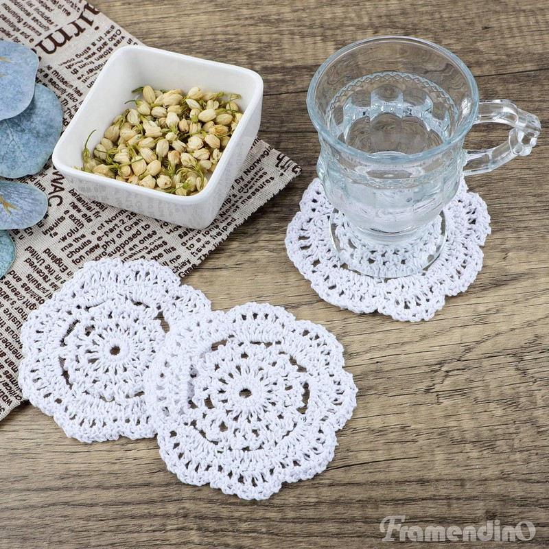 Framendino, 12 Pack 4 Inch Crochet Doilies Round Cotton Handmade