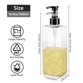 Segbeauty Shampoo Bottles for Filling, Pack of 4 500 ml Plastic Soap Dispenser, Shower Gel Dispenser with Labels, Soap Dispenser Bathroom Set (Transparent)