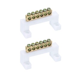 MECCANIXITY Terminal Ground Bar Electrical Block Barrier Brass Bridge Design 6 Positions Pack of 2