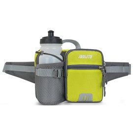 ROSSRORE Outdoor Waterproof Waist Bag - Unisex Large Capacity Waist Pack with Water Bottle Holder for Cycling, Dog Walking, Running, Hiking, Travel & More Lime Green