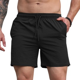 Curluriy Activewear Shorts for Men Summer Running Jogging Sports Shorts with Zip Pocket Breathable Quick Drying, black, XXL