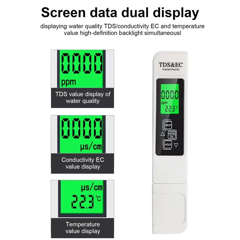 3 in 1 Meter Water Quality Tester, Portable Digital TDS/EC