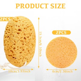 Leogony 4PCS Natural Sponge Bath Set, Honeycomb Shower Sponges for Men Women, Gentle & Deep Cleansing Exfoliating