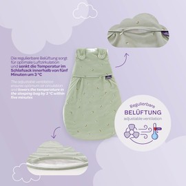 TRÄUMELAND – LIEBMICH Baby Sleeping Bag Moon Gray | Breathable Baby Sleeping Bag | 2.5 TOG | Grows with Your Baby's All-Year Sleeping Bag for Summer and Winter | Oeko-Tex 100 Certified | From 0 months
