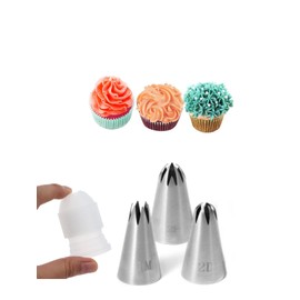 1M 2D 2F Piping Nozzle and Coupler,Star Tips for Piping Rosettes,Drop Flowers,Large Swirls,Churros and More