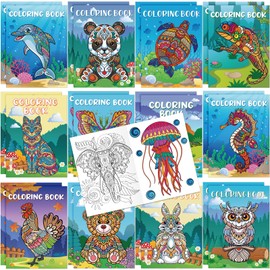 Pasimy Animals Coloring Books DIY Mandala Ocean Jungle Animal Coloring Book Mini Holiday Activity Books for Kids Adult Party Favors Gift Bags Filler Classroom Activity (24 Pcs)