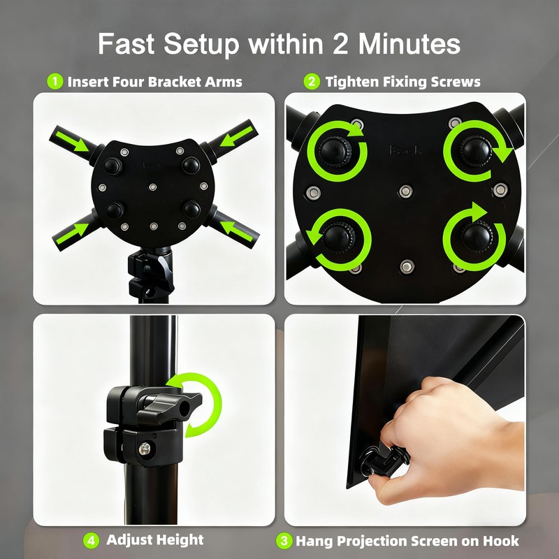 Portable Projection Screen with Single-Support Tripod Stand, Indoor and Outdoor