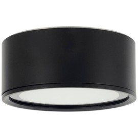 Diodesy- Flush Mount Ceiling Light Fixture 5-Inch 15W 1000LM 30K/40K/50K Selectable Dimmable Modern Round Black Steel Drum Frosted Glass Close to Ceiling for Bedroom Kitchen Living Room ETL Listed