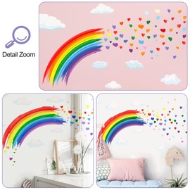 Buiory Rainbows Wall Decals Heart Clouds Wall Stickers DIY Girl Wall Decals 3D Peel and Stick Removable Rainbow Decor for Girls Room Nursery Living Room Home Art Mural