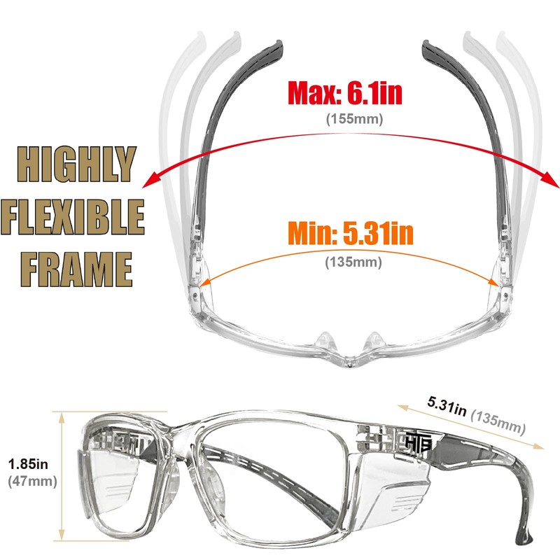 HTS HUNTERSKY E60 Anti-Fog Crystal Frame Safety Glasses with Side