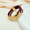 YKKZART Leather Bangle Bracelet Wine Red Leather Bracelets Multilayer Chunky