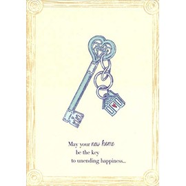 Designer Greetings Blue Vintage Key Chain New Home Congratulations Card