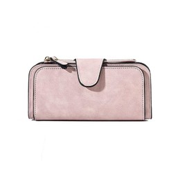 Wallet Women's Faux Leather Wristband Snap Closure Long Wallet Credit Card Holder Elegant Clutch (Pink, One Size)