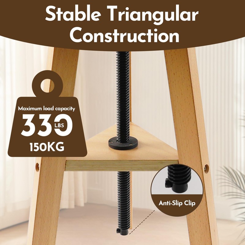conda Adjustable Height Wooden Drafting Stool 19" to 26", Beech