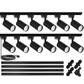 Yuemegou Super Brightness 25W 2000lm J&L Type LED Track Lighting System with 13 FT Track Rails and Ceiling Spotlight Fixture Installation Package, 4000K Natural Light Dimmable Brightness