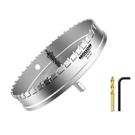 Mollom (7-1/8''|181mm) Heavy Duty Carbide Hole Saw with 2 Pilot Drill Bits, Hole Cutter cuts Stainless Steel, mild Steel, Iron, Copper, Brass, Plastic