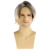 RicHyun Mens Short Layered Blonde Wig Dark Roots Synthetic Halloween