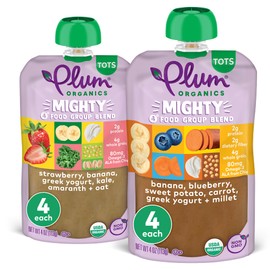 Plum Organics Mighty 4 Organic Toddler Food - Variety Pack - 4 oz Pouch (Pack of 8) - Organic Fruit and Vegetable Toddler Food Pouch