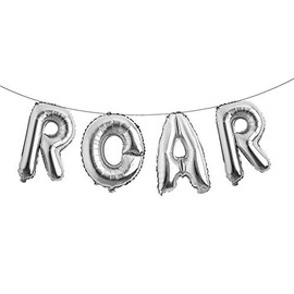 ROAR RAWR Dinosaur Tyrannosaurus Animal balloons for Birthday Party baby shower Decoration Kit Inflatable party supplies decorations gift kids and adults (ROAR Silver)