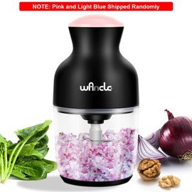 Wancle Food Processors, Multi-Functional Food Chopper, Meat Grinder & Veggie Chopper, Quiet, 600ML Glass Bowl Baby Food Maker, One-Touch Operation, 350W, Three-layer Blade (Black+Pink)