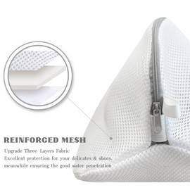 Shoe Washing Machine Bag - Durable Mesh Shoes Laundry Bag, Trainers Washing Machine Bag with Zip, 9.8 x 16 Inch Large Size Shoes Wash Bags for Gym Shoes, Sneakers, Socks