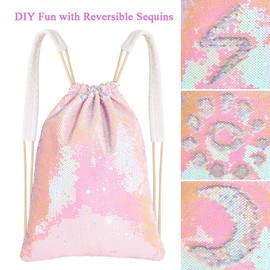 MHJY Mermaid Sequin Bag,Magic Sparkly Sequin Drawstring Backpack Glitter Sports Dance Bag Shiny Outdoor Beach Travel Backpack (Mermaid Pink)
