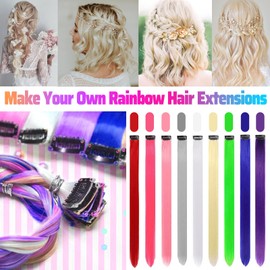 GPOVVIMX 12 PCS Blonde Hair Extensions Clip in, Colored Party Highlights Extension for Kids Girls Synthetic Hairpiece Straight 22 inch