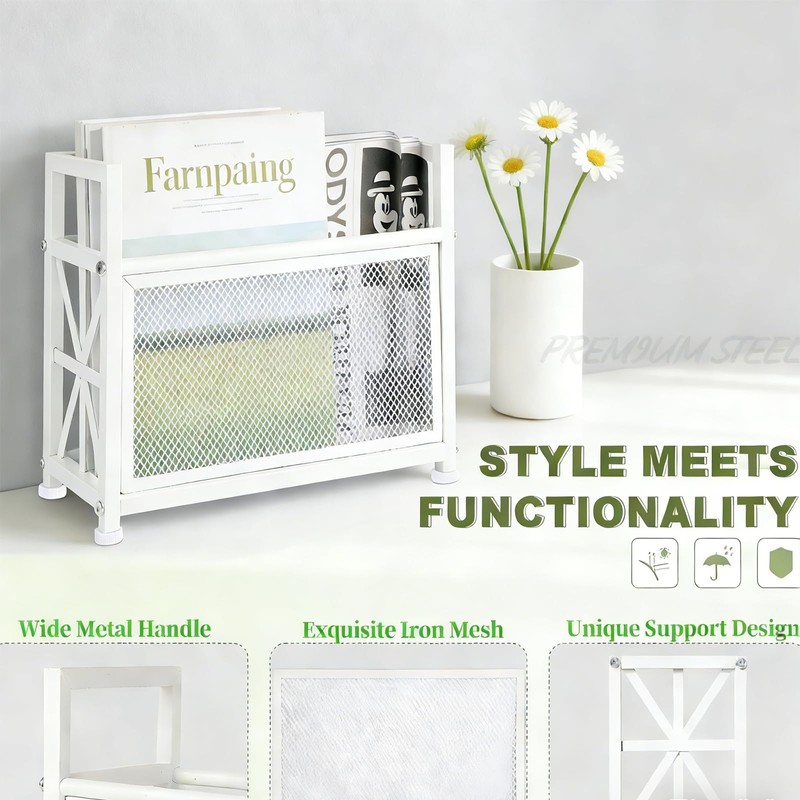 WeGXY White Magazine Holder, Magazine File Holder