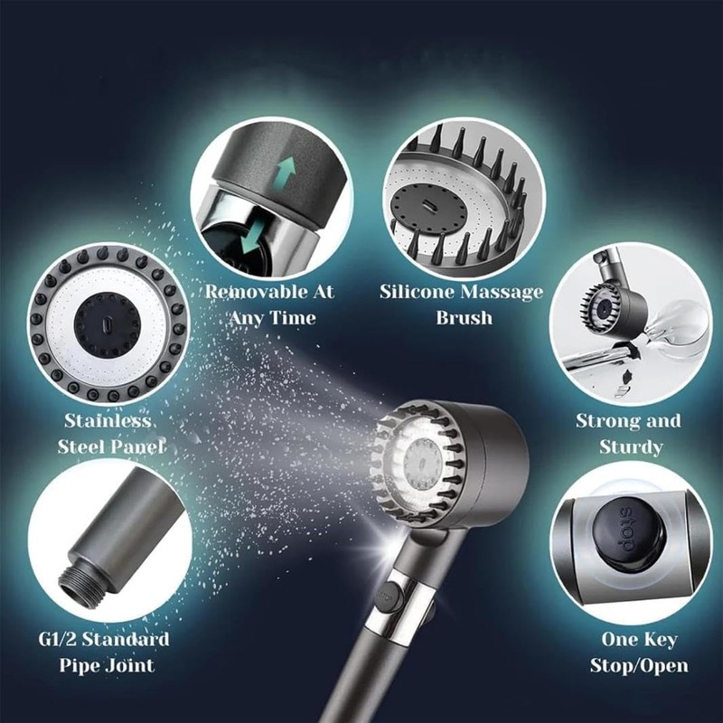 Ion Shower Drops Head Filtered Showerhead, Shower Head with Filter