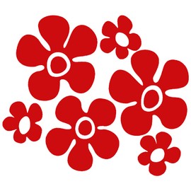 Daisy Flower Daisies Vinyl Cutout Sticker Rub On Decal 4.5-by-5 Inches (Red)