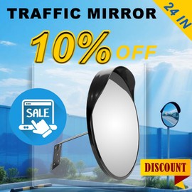 24" Unbreakable Convex Traffic Mirror – Adjustable Bracket, Wide-Angle Security Mirror for Retail Store, Garage, Warehouse, Blind Spot, Office, Parking Lot, Blind Spots Outdoor
