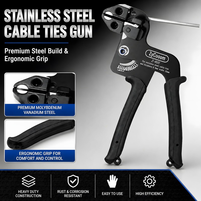 ZyCooom Stainless Steel Zip Ties Gun Kit with 304 Metal