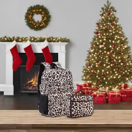 Fenrici Cheetah Print Kids' Backpack and Lunch Box Gift Set – Holiday Gift Idea for Boys and Girls – Durable School Backpack with Padded Laptop Compartment and Insulated Lunch Bag