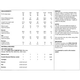 King Cole Baby Double Knitting Pattern for Matinee Coat Jacket Cardigan Bonnet Hat & Bootees (4690) by King Cole,Multicolor,14" - 20" chest