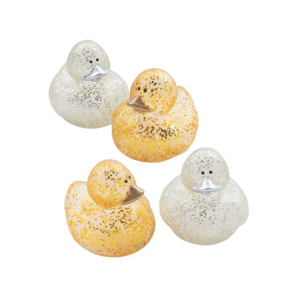 Fun Express Gold & Silver Glitter Sparkle Ducks - Toys