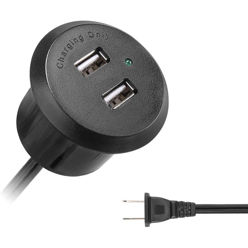 Desktop Recessed Mount USB Power Hub Desk Power Outlet Charging