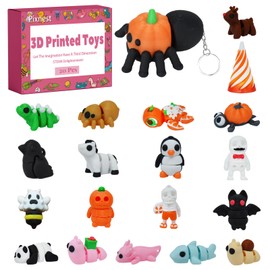 Pixnest 19pcs 3D Printed Animals, Mini 3D Printed Toys Articulated Toy