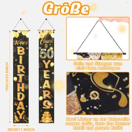 Decoration 50th Birthday Man Woman, Pack of 2 Happy Birthday Door Banner, Black Gold Banner 50th Birthday Man Woman, Birthday Banner Background, Party Decoration Birthday